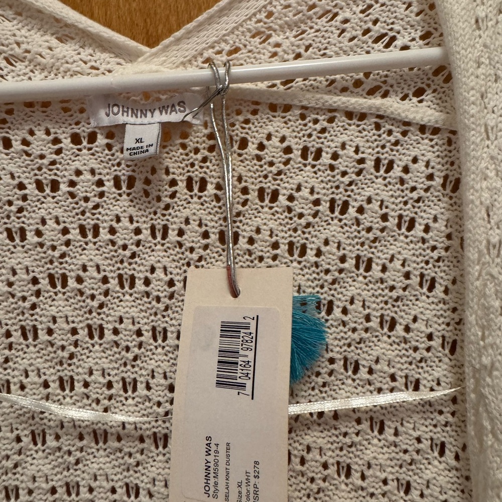 Johnny Was Ivory Crochet Knit sweater long